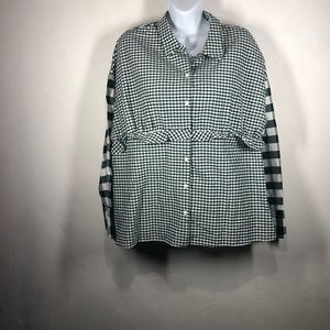 NWT Zara green gingham plaid blouse size large